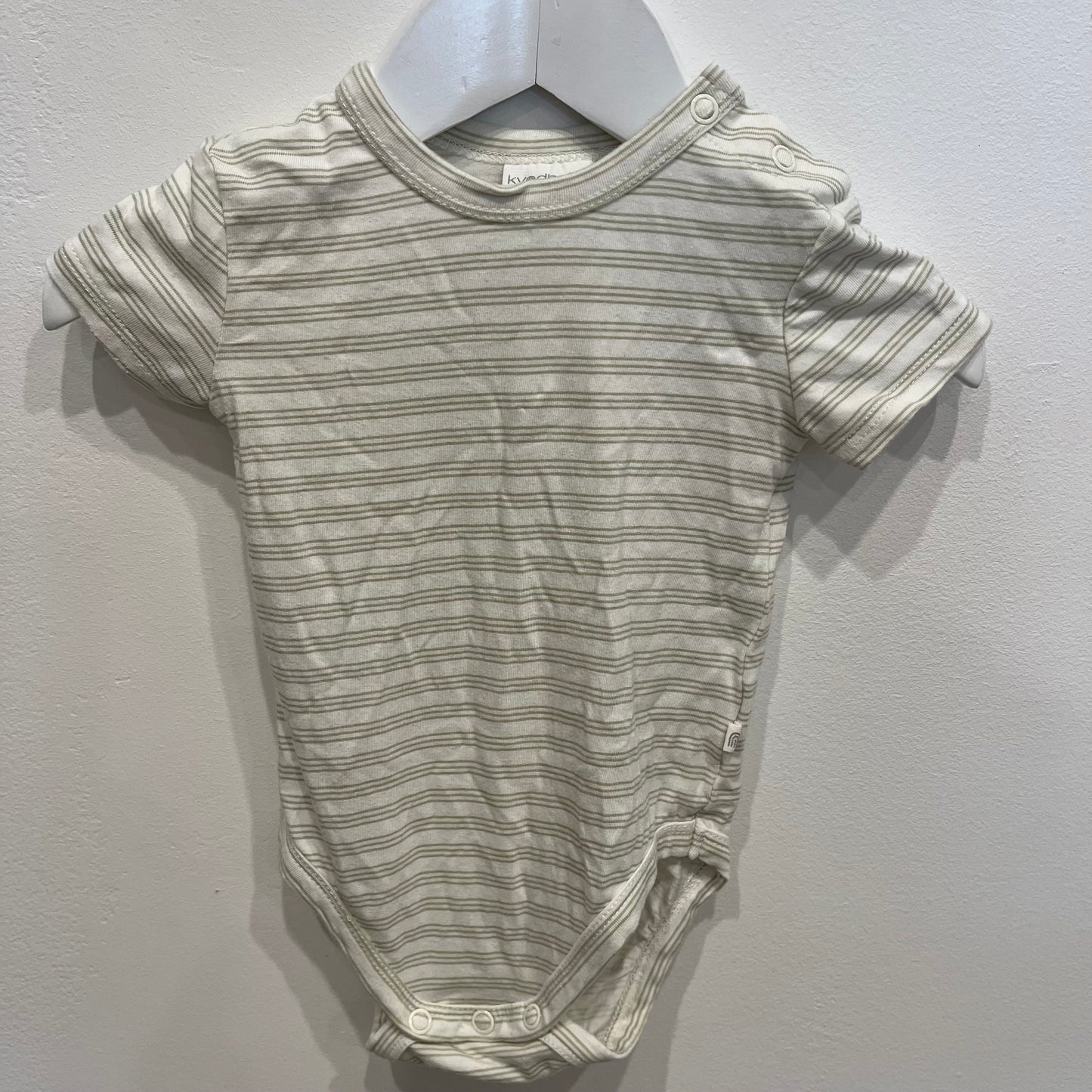 Kynd Baby green stripe romper, size 3-6m