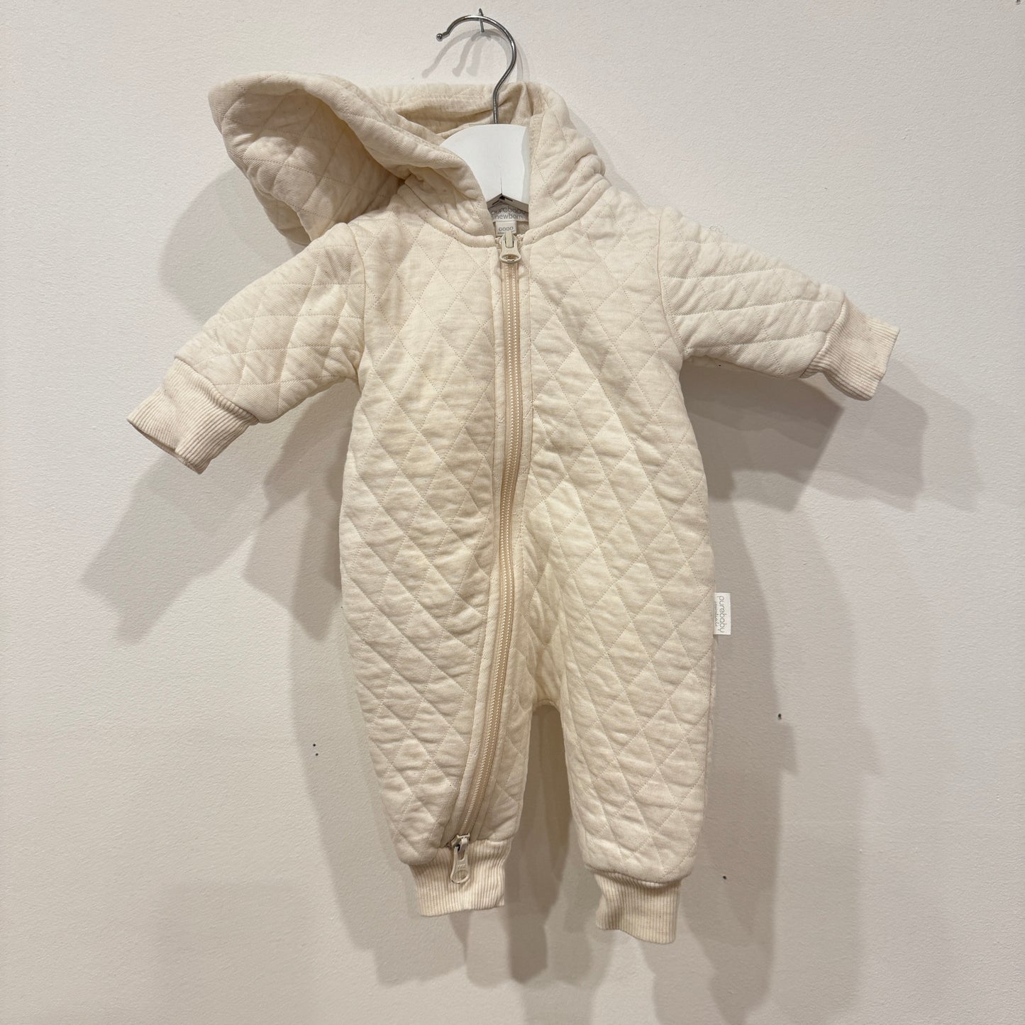 PURE BABY Quilted Pram onesie, 0-3m