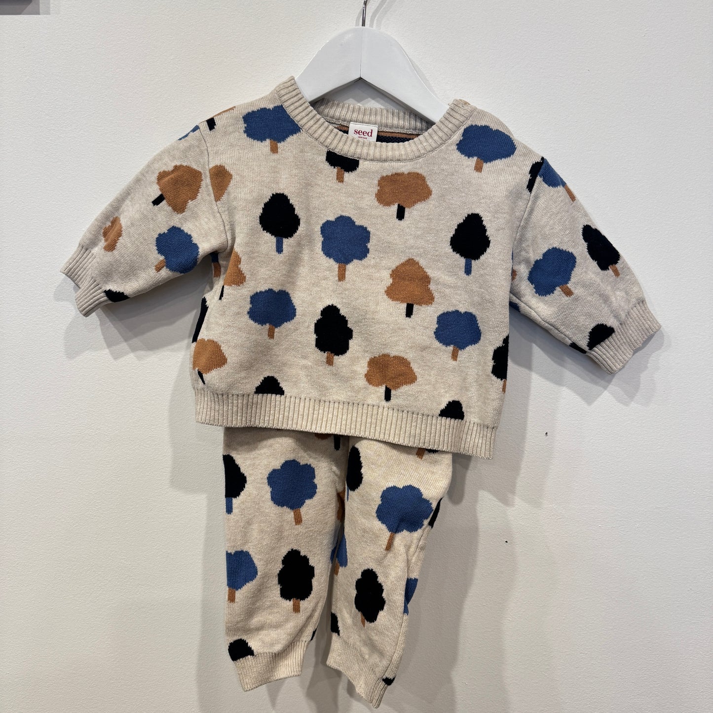 SEED Tree Knit and Overalls, 3-6m