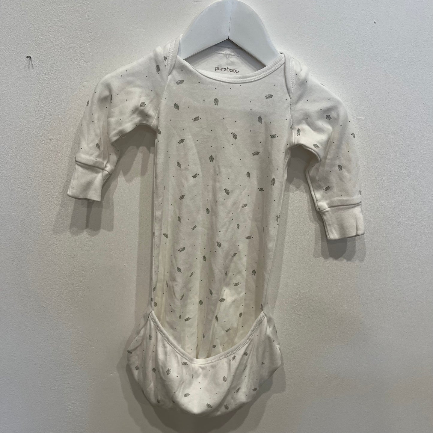 PURE BABY White Sleep Onesie, size 0-3m