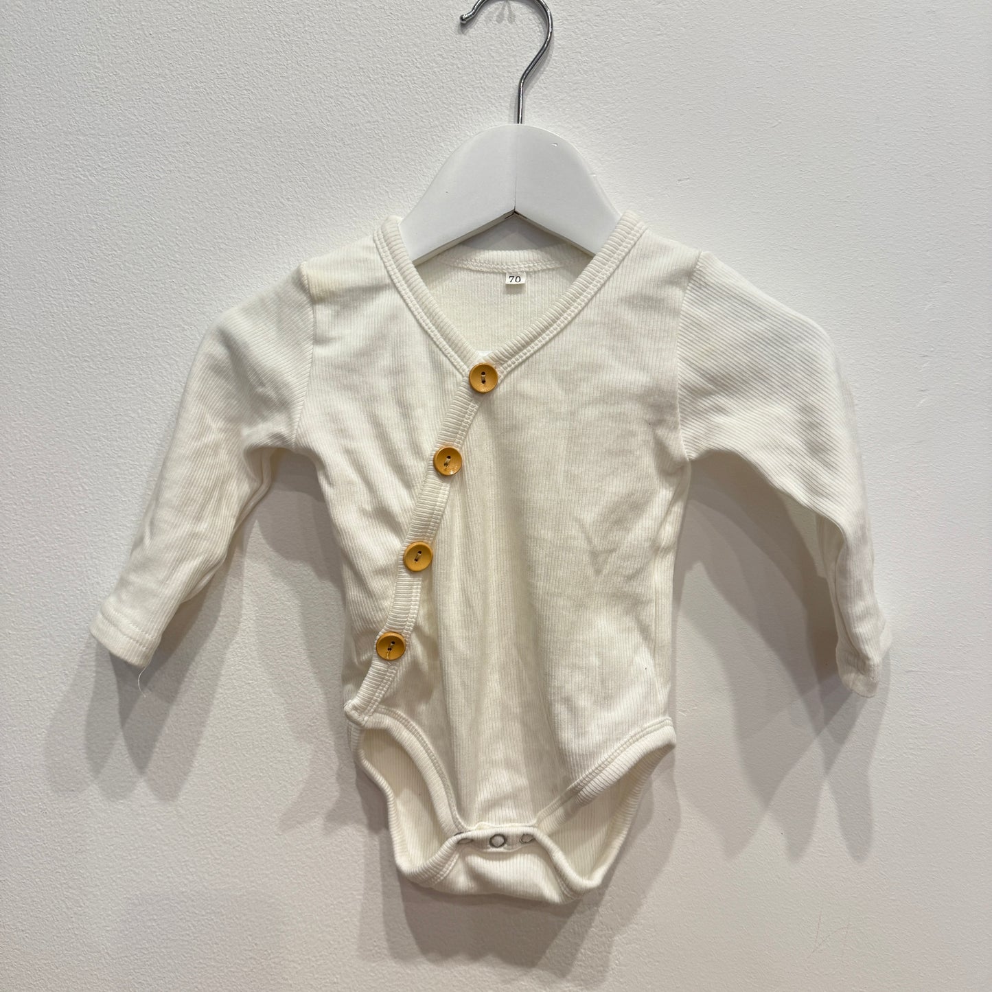 White Ribbed Bodysuit, 0-3m