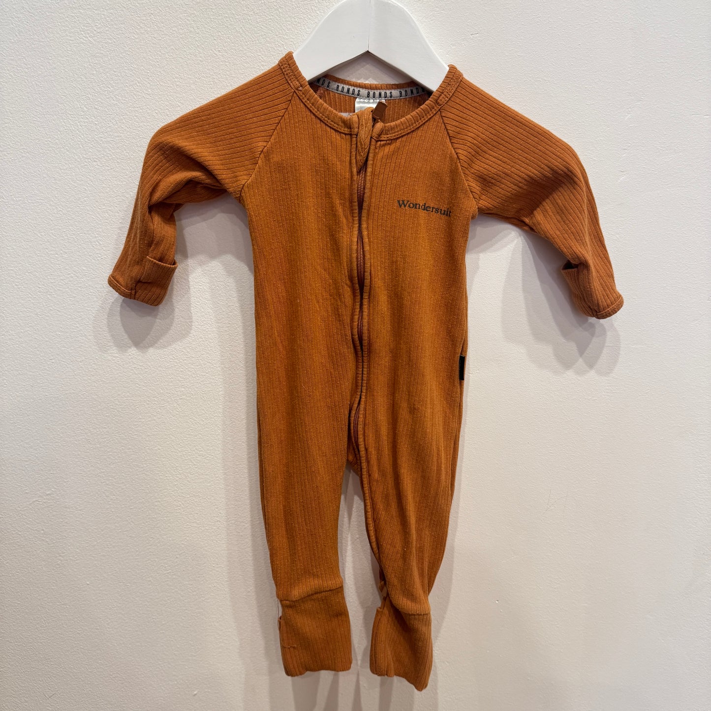 BONDS Orange Zipsuit, 0-3m