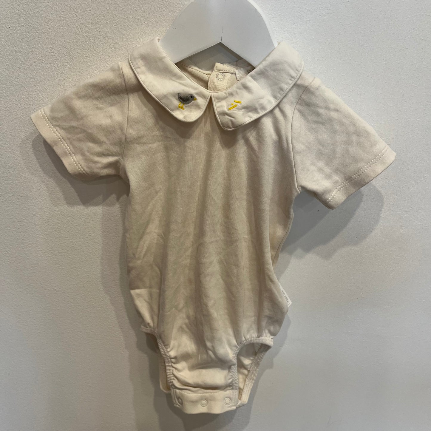 PUREBABY ss collared romper, size 6-12m