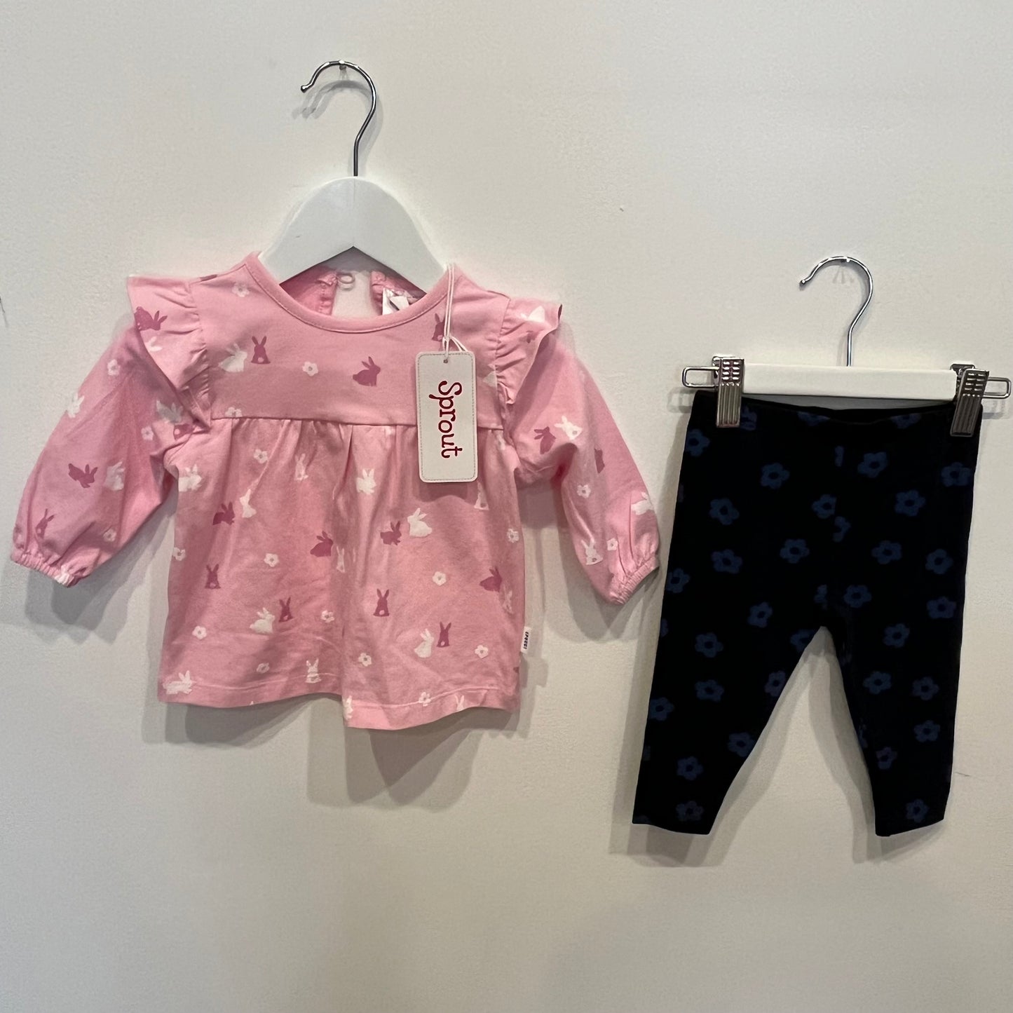 SPROUT Pink Dress & Leggings, size 3-6m