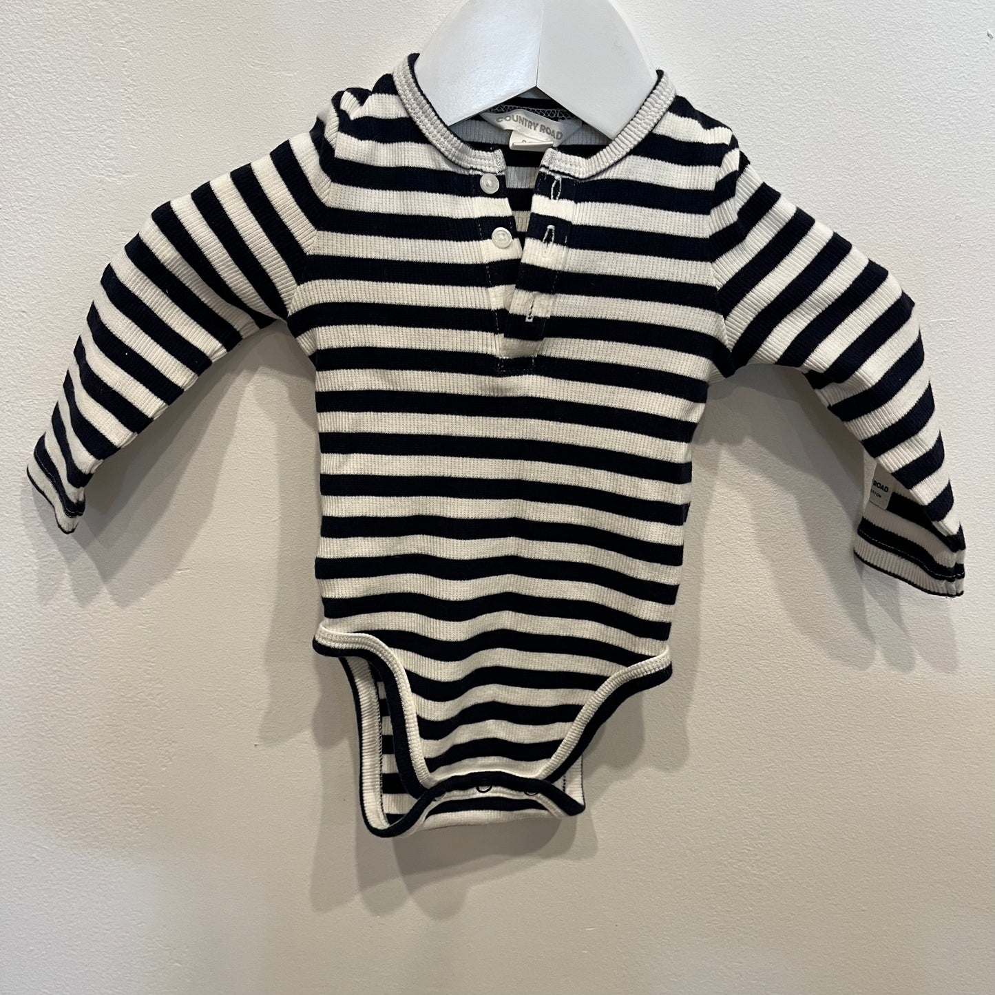 COUNTRY ROAD Navy/White Stripe Bodysuit, size 00