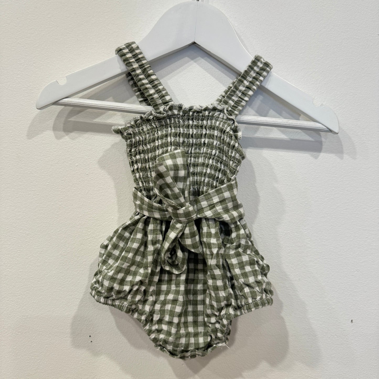 JULIEN + CO Green gingham romper, 0-3m