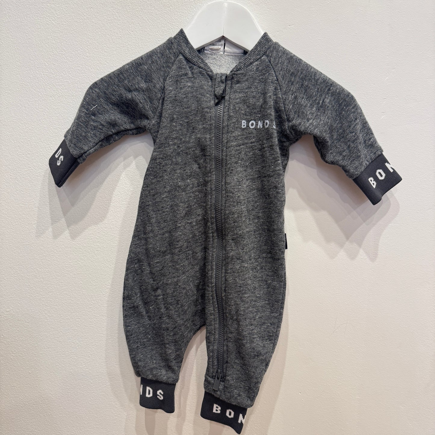 BONDS Charcoal Zipsuit, 0-3m
