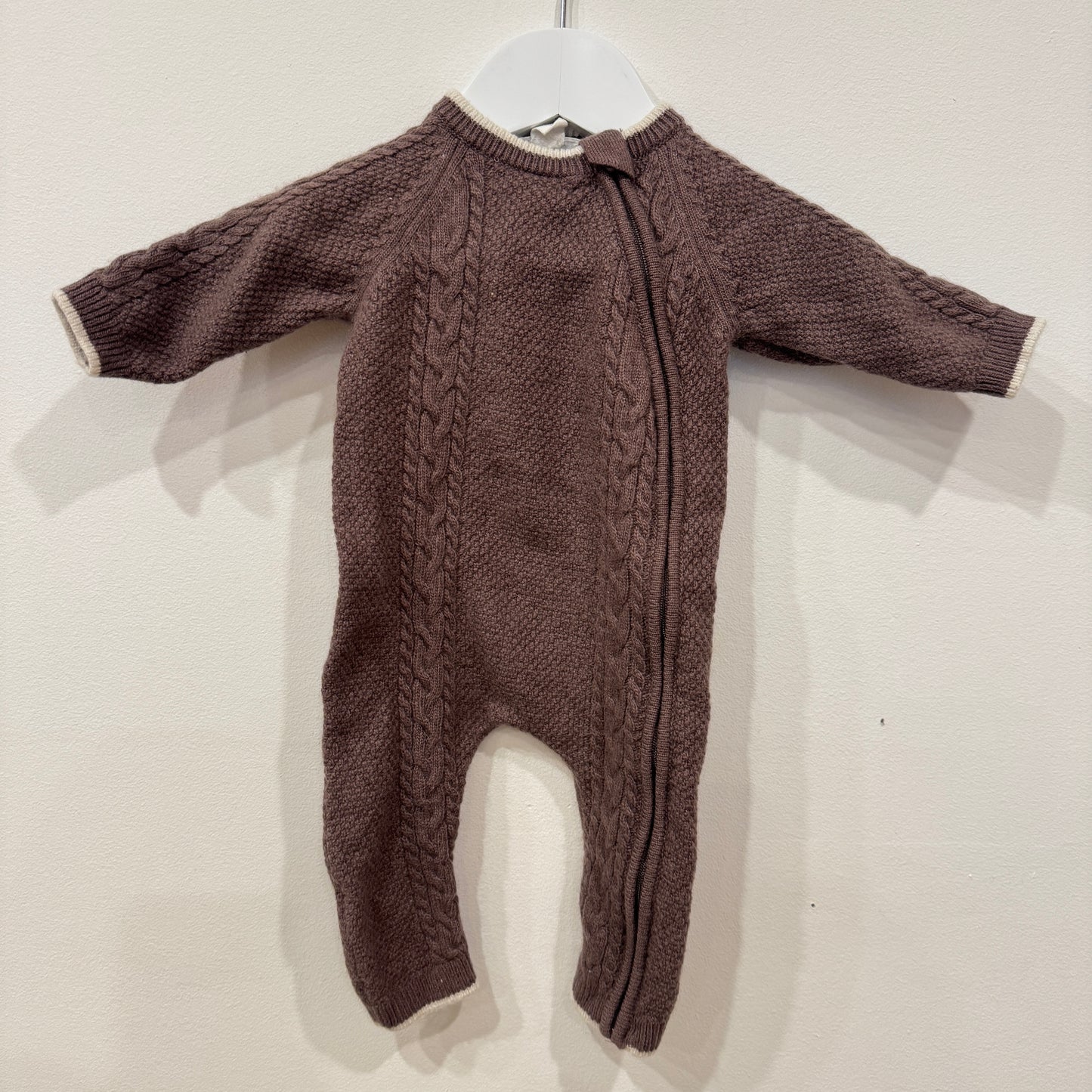 COUNTRY ROAD Brown Wool Onesie, 0-3m