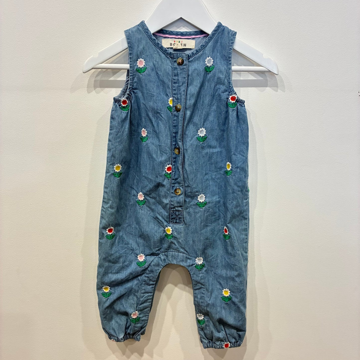 BODEN Floral Denim Jumpsuit 9-12m