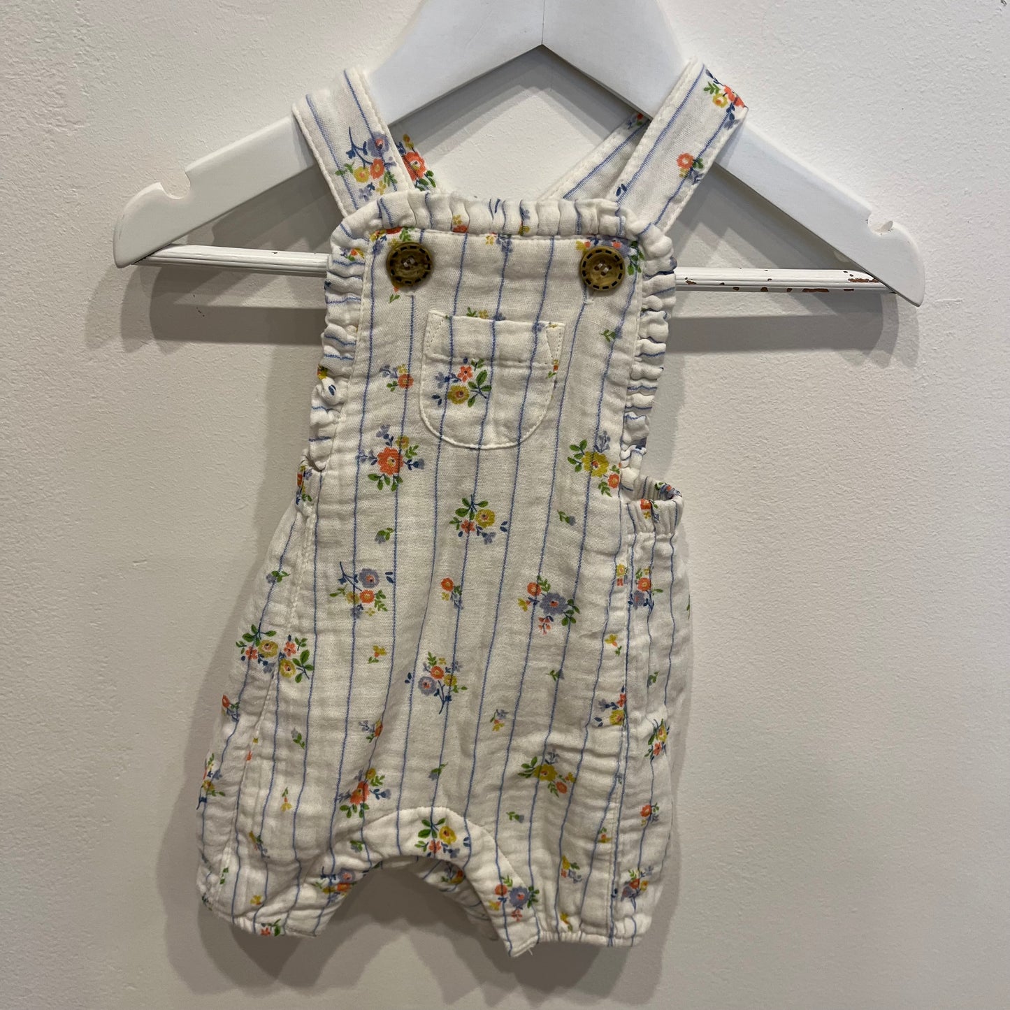 Purebaby white floral jumpsuit, size 0-3m