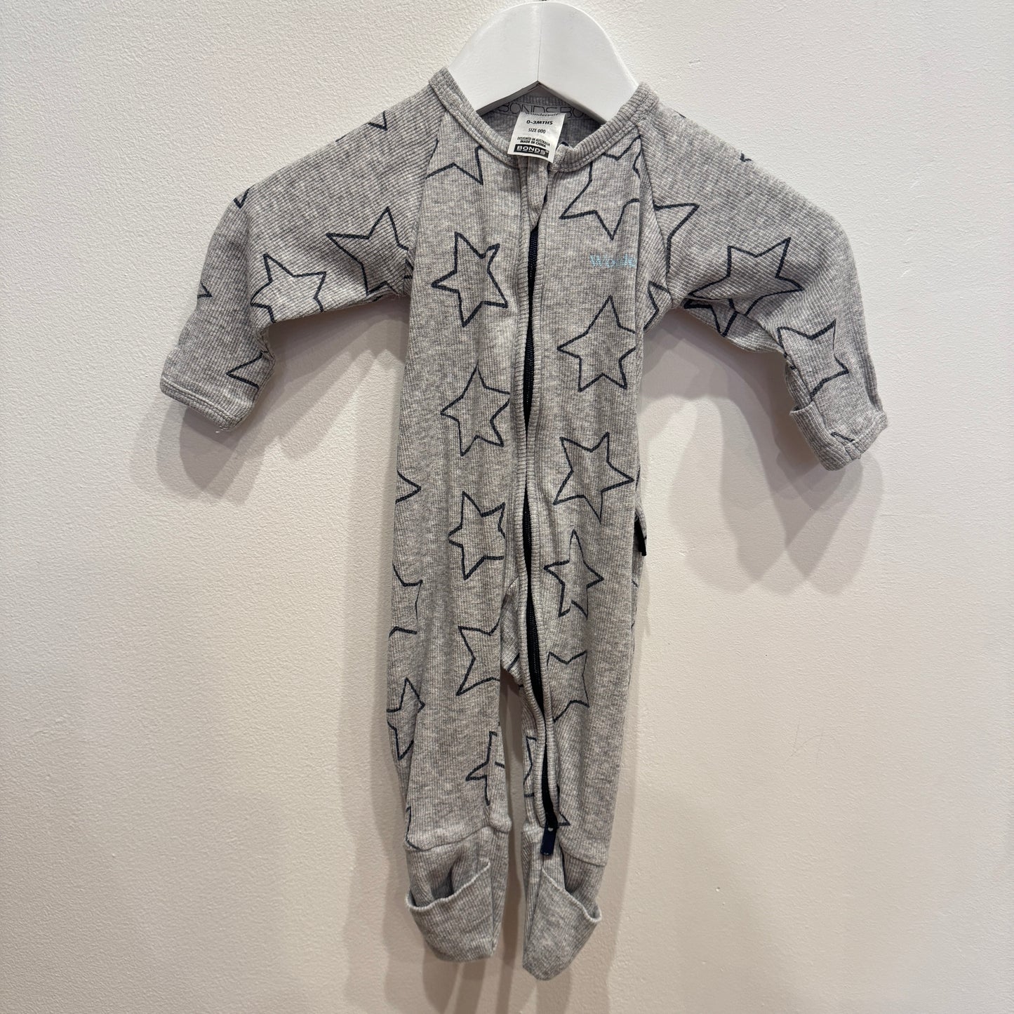 BONDS Grey Star Zipsuit, 0-3m