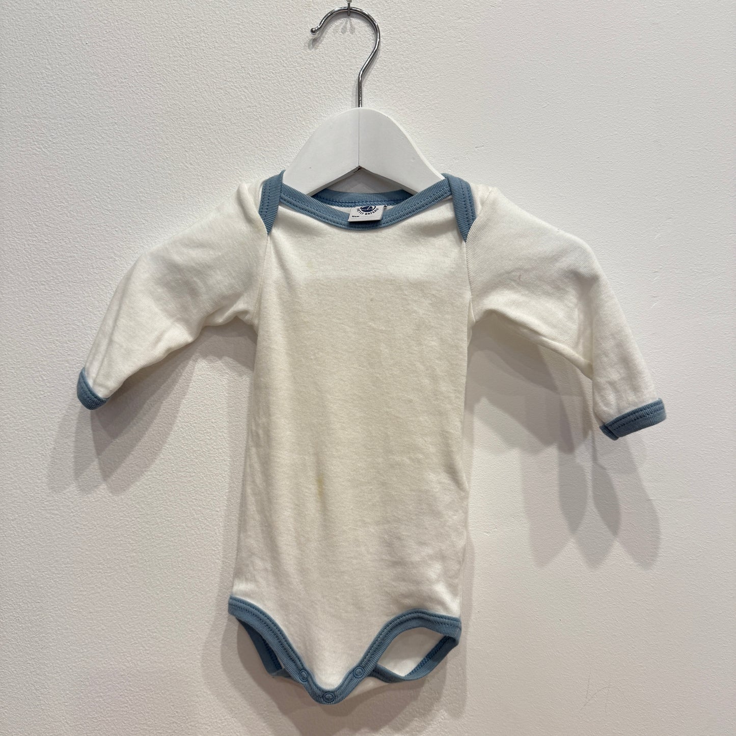 PETIT BATEAU White/Blue Bodysuit, 3m