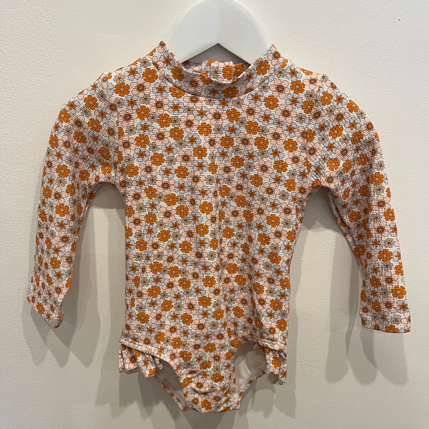 SEED orange floral bathers, size 6-12m
