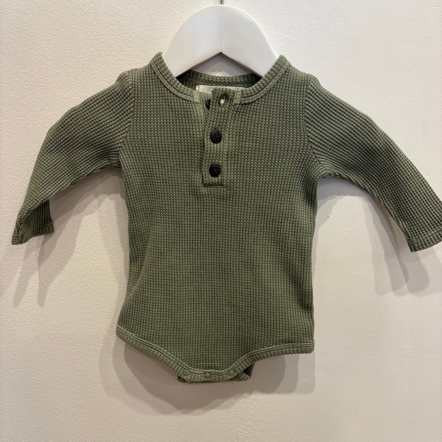 COTTON ON green waffle romper, size 0-3m
