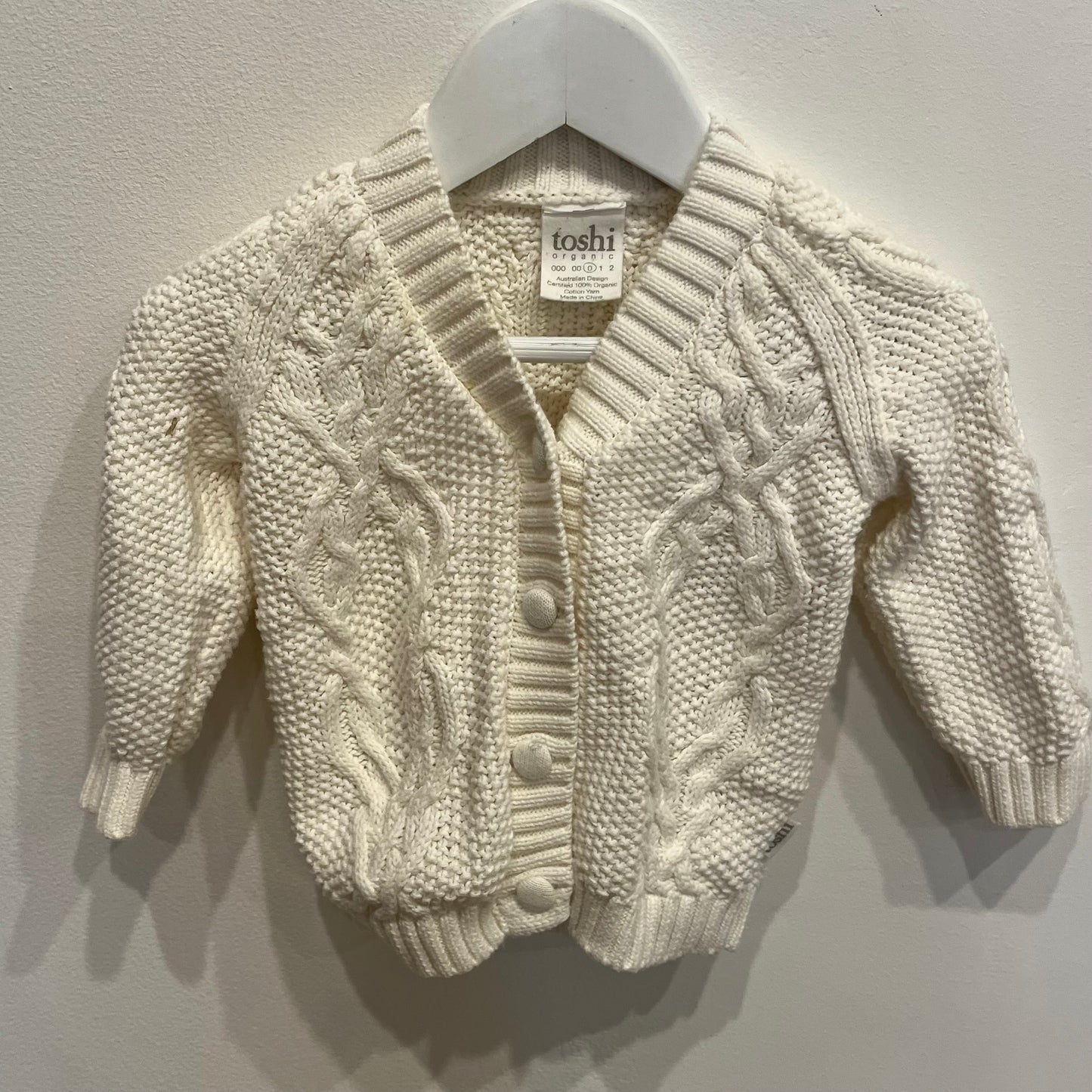 TOSHI cream cardigan, size 6-12m