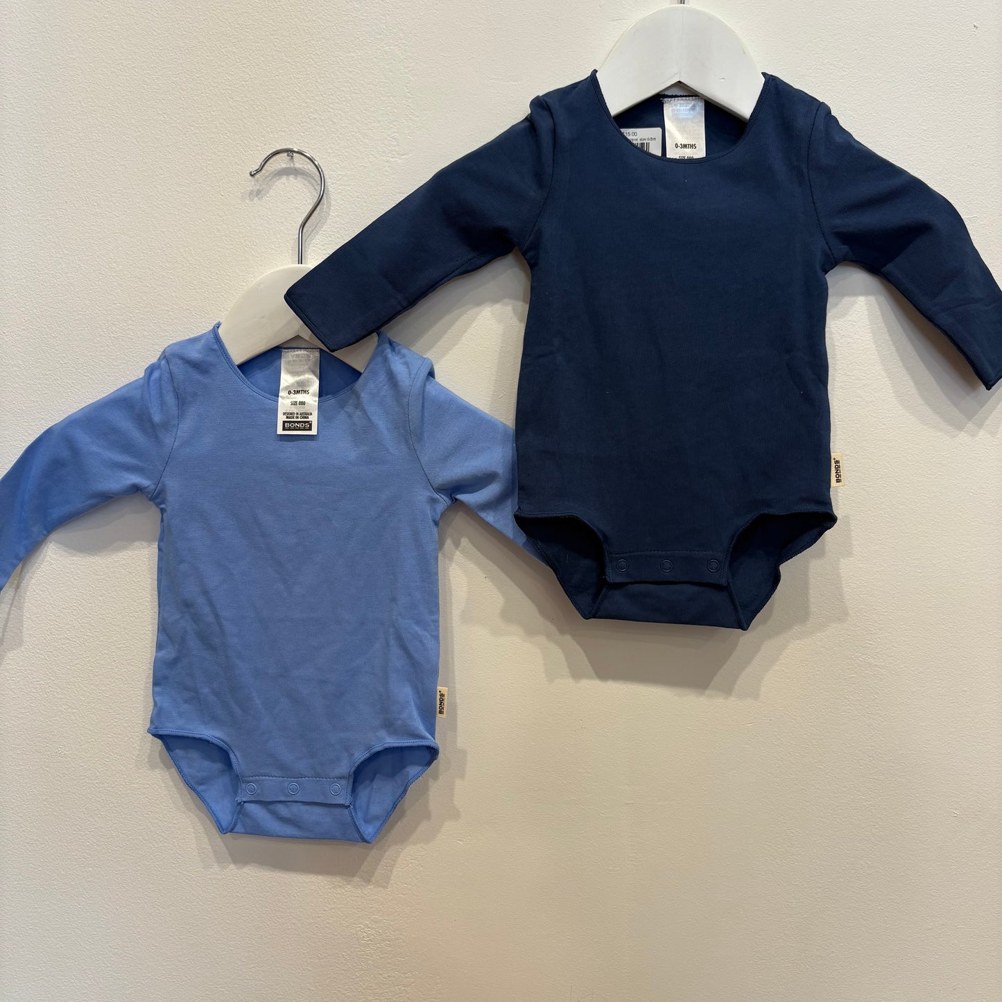 BONDS x2 ls romper, size 0-3m