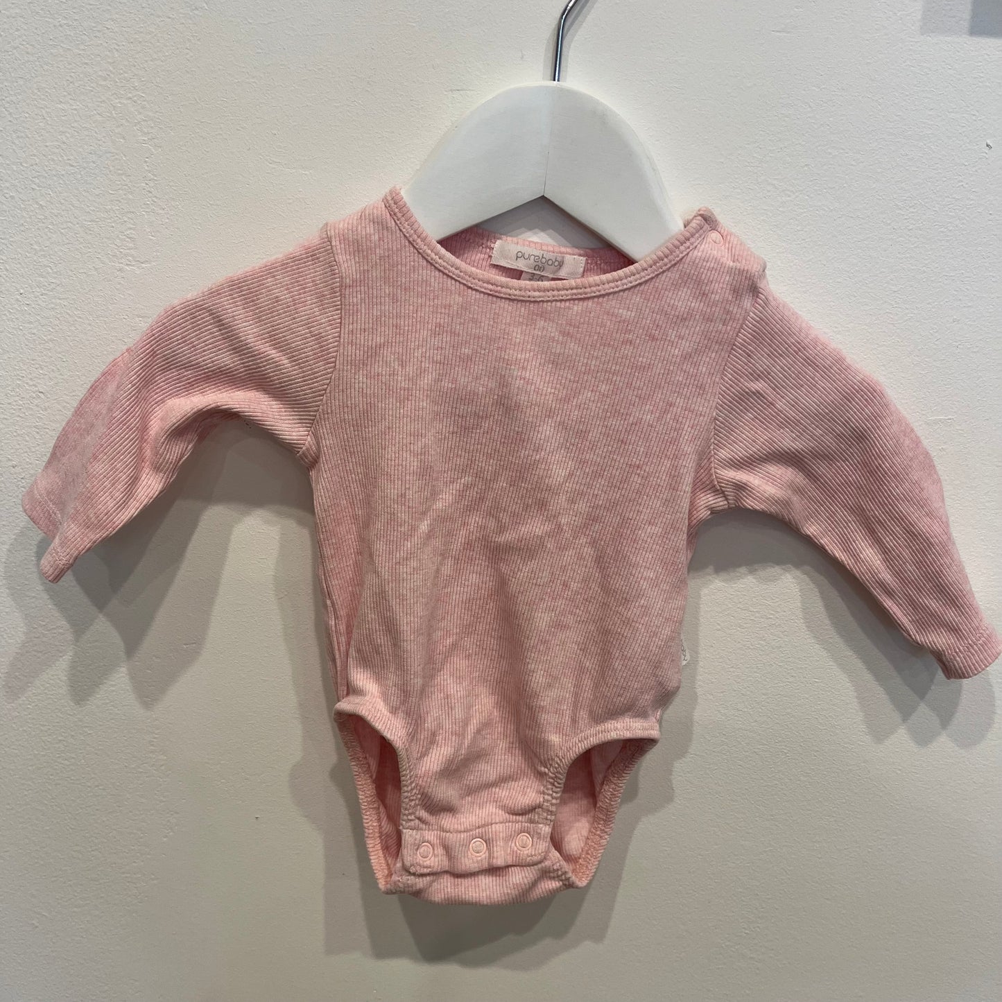 Purebaby romper pink, size 3-6m