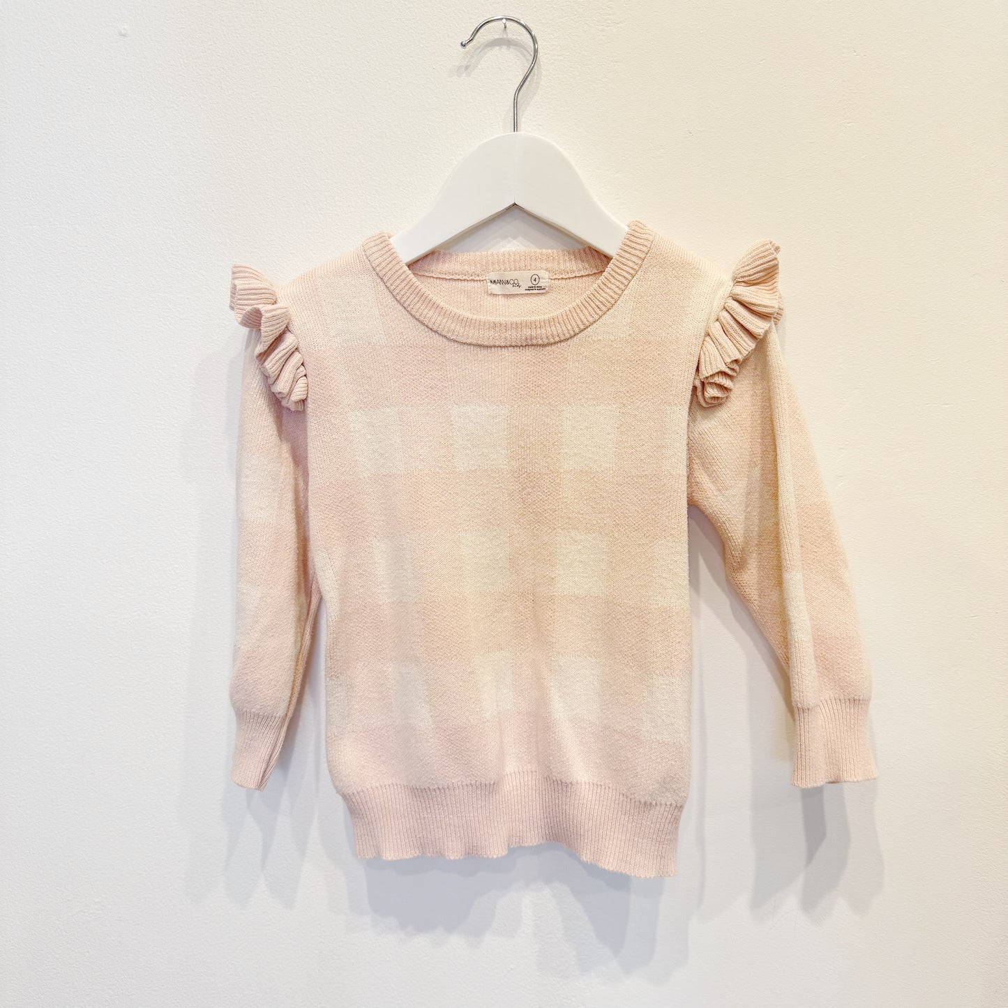 Miann & Co, Pink Check Jumper Size 4