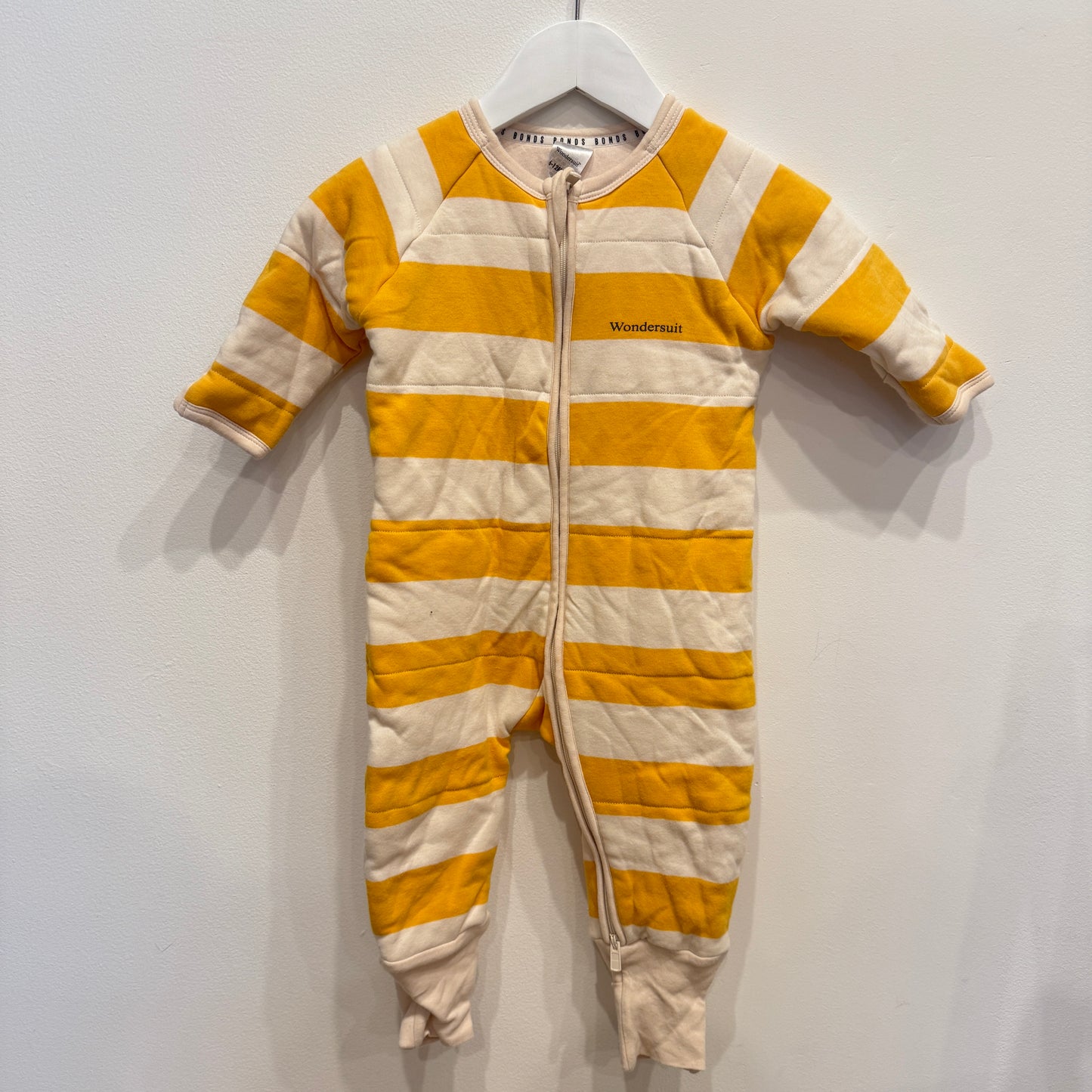 BONDS Yellow stripe Wondersuit, 6-12m