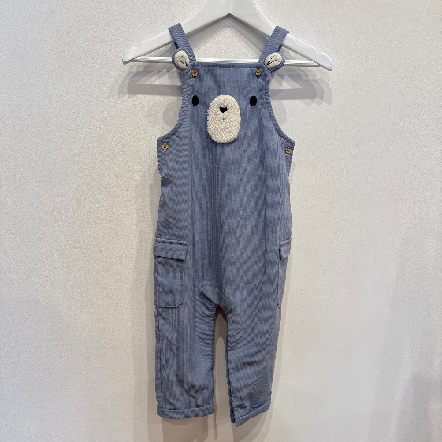 TU Blue Teddy Overalls, 12-18m