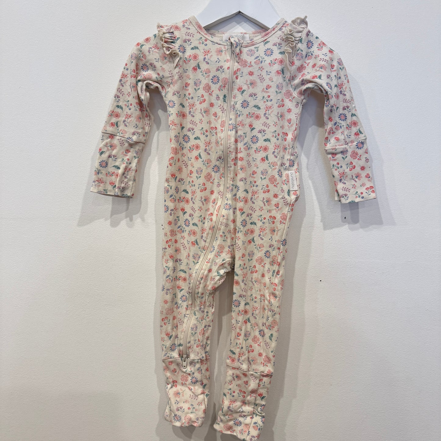 PURE BABY Floral Onesie, 6-12m