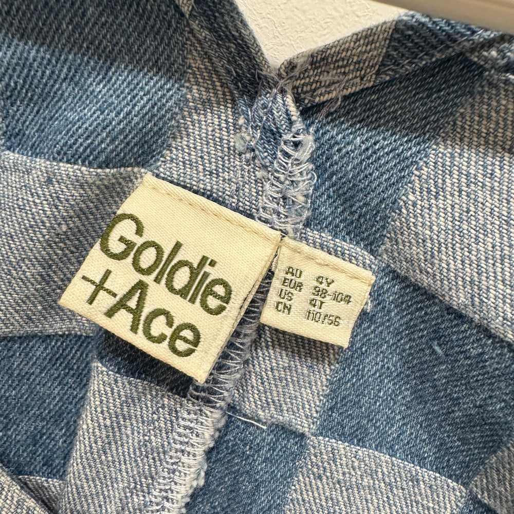 GOLDIE + ACE Check Denim Shortalls, size 4