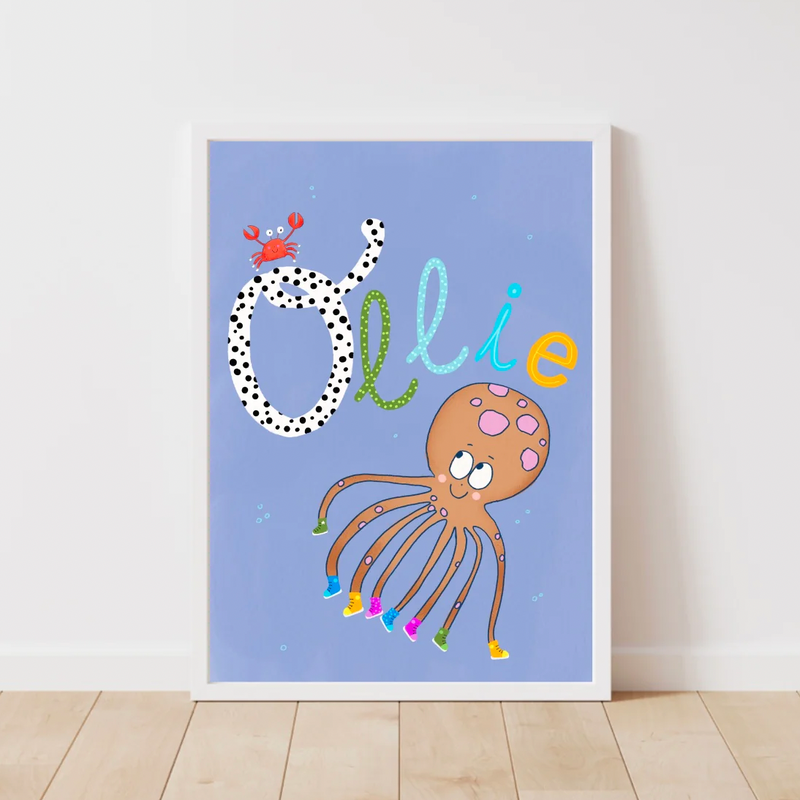 Custom Name Print, Blue Octopus PRE-ORDER