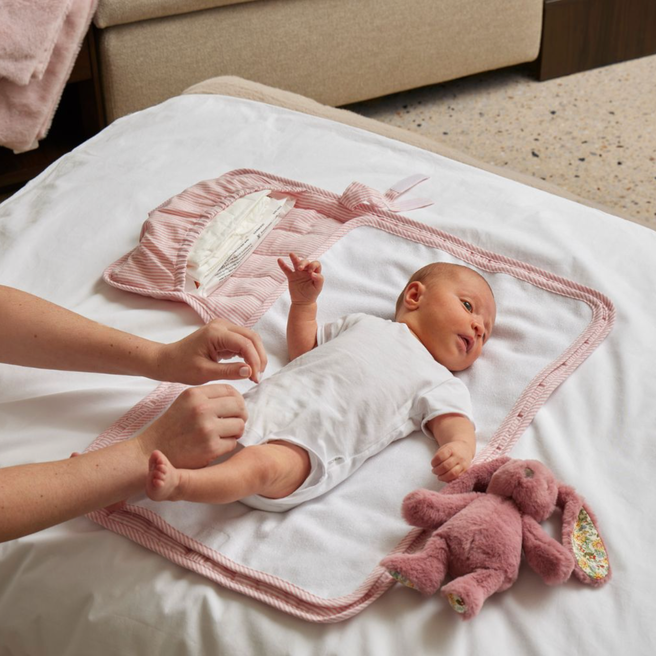 Striped Changing Mat, Pink