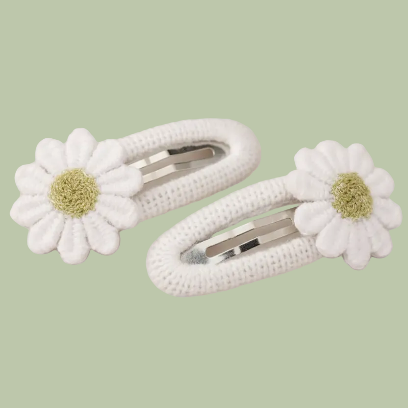 Fabric Daisy Clip Set