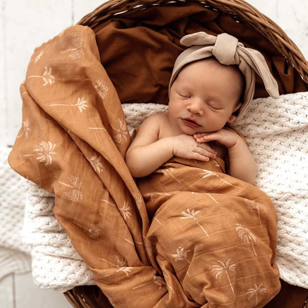 Bronze Palm Organic Muslin Wrap