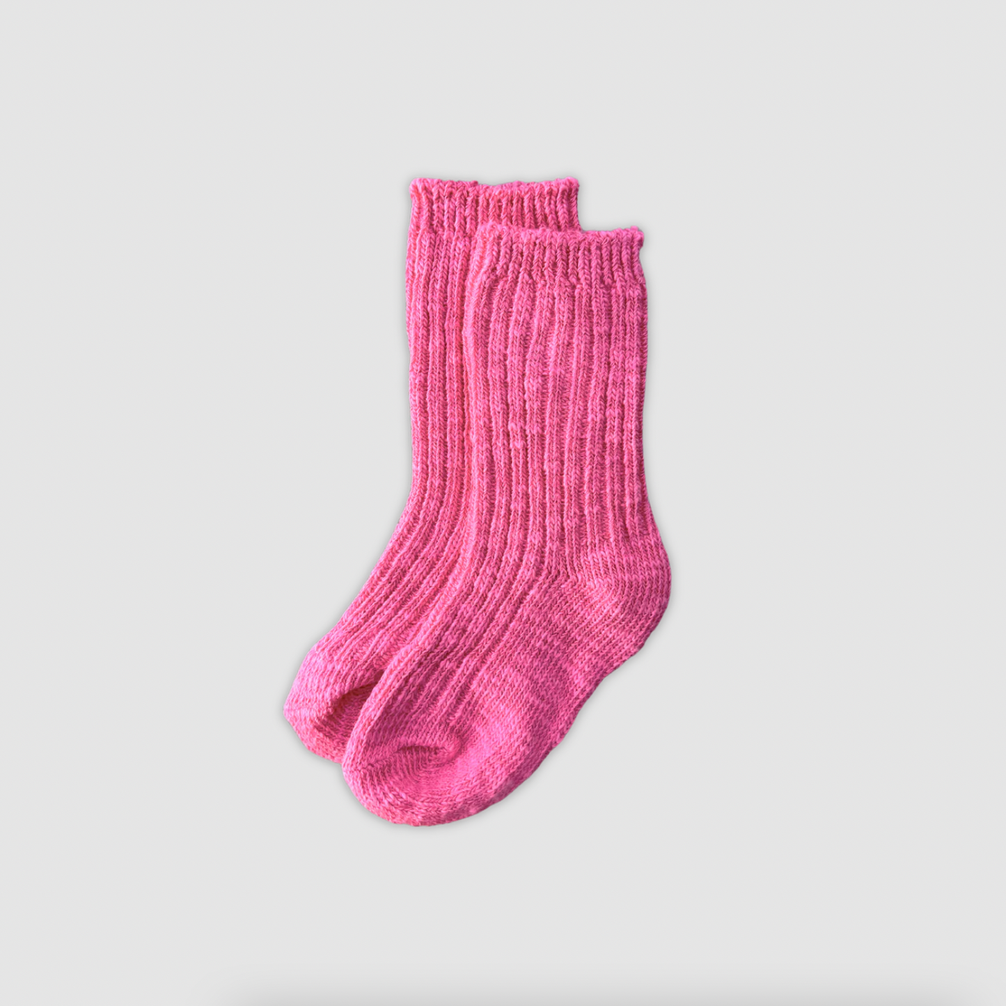 Cotton Slub Chunky Rib Socks, Raspberry