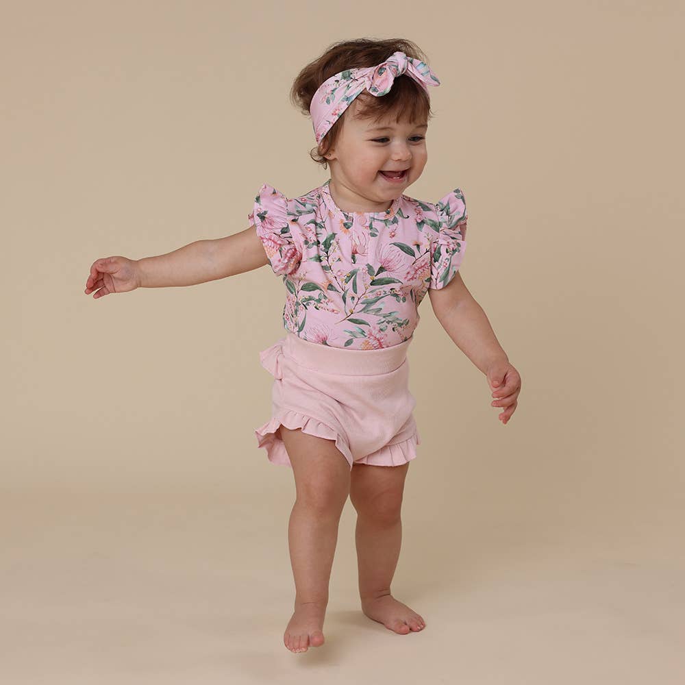 Pink Wattle Short Sleeve Organic Bodysuit