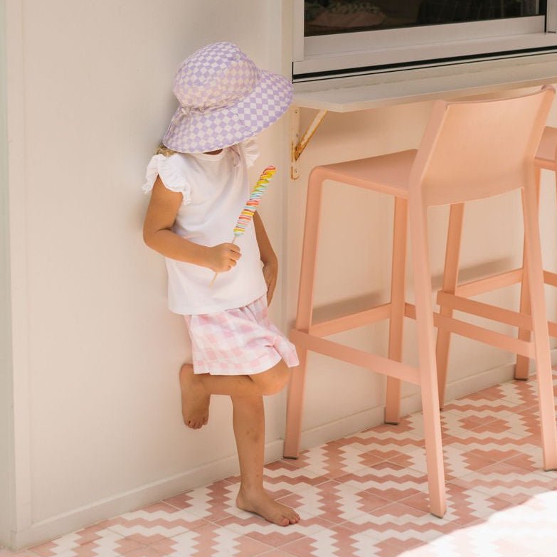 Lavender Checks Bucket Hat