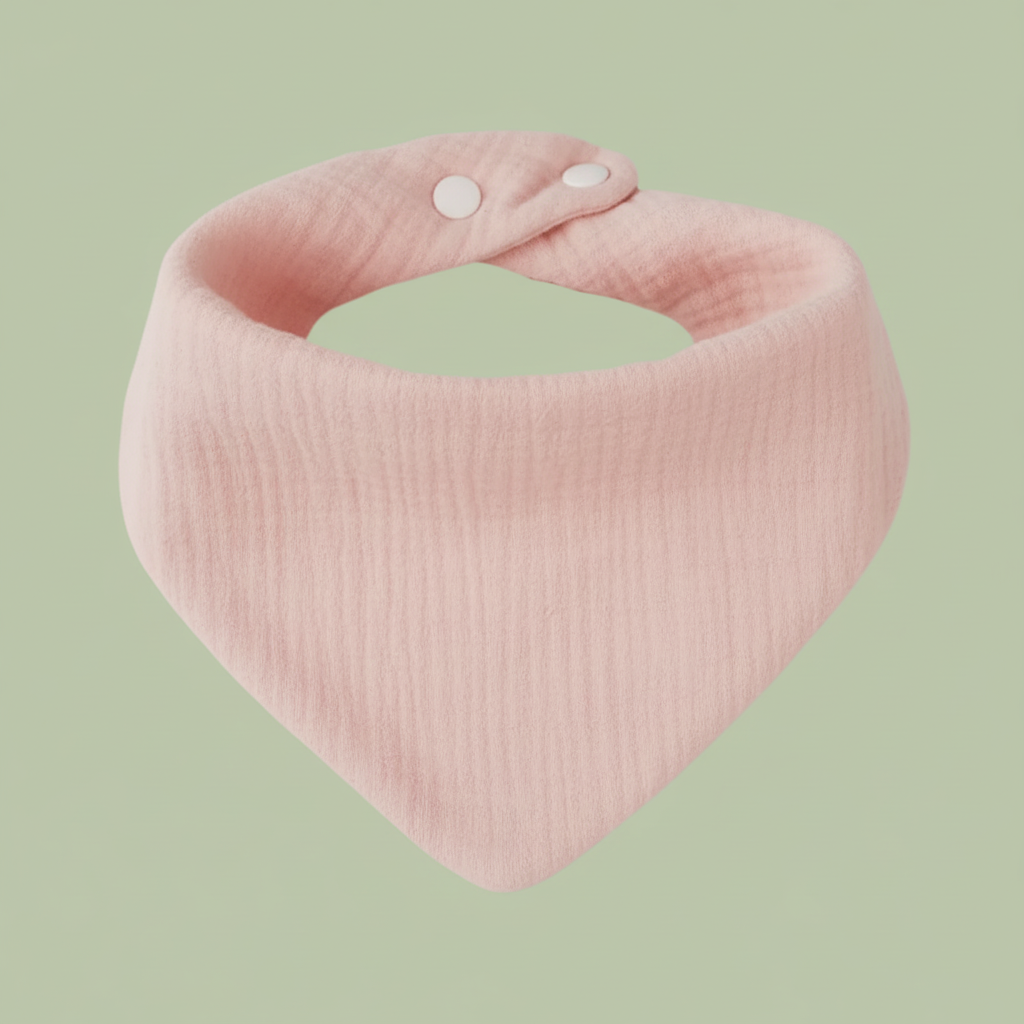 Beige baby bib on a white background