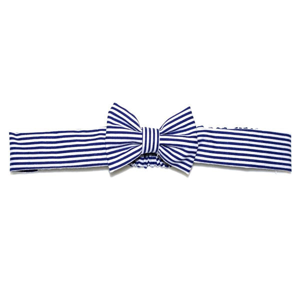 Striped Baby Bow Headband, Navy