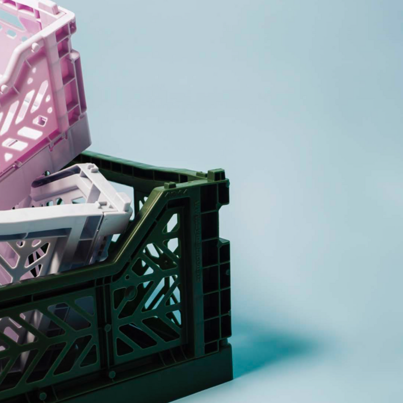 Stackable Folding Crates, Dark Pink