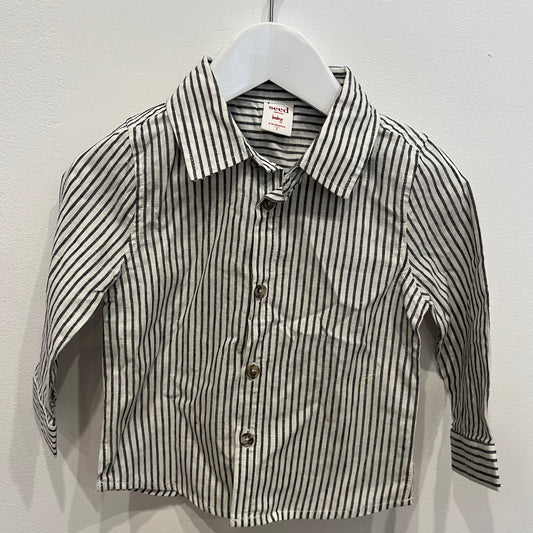 SEED Navy Stripe Linen Shirt, size 6-12m