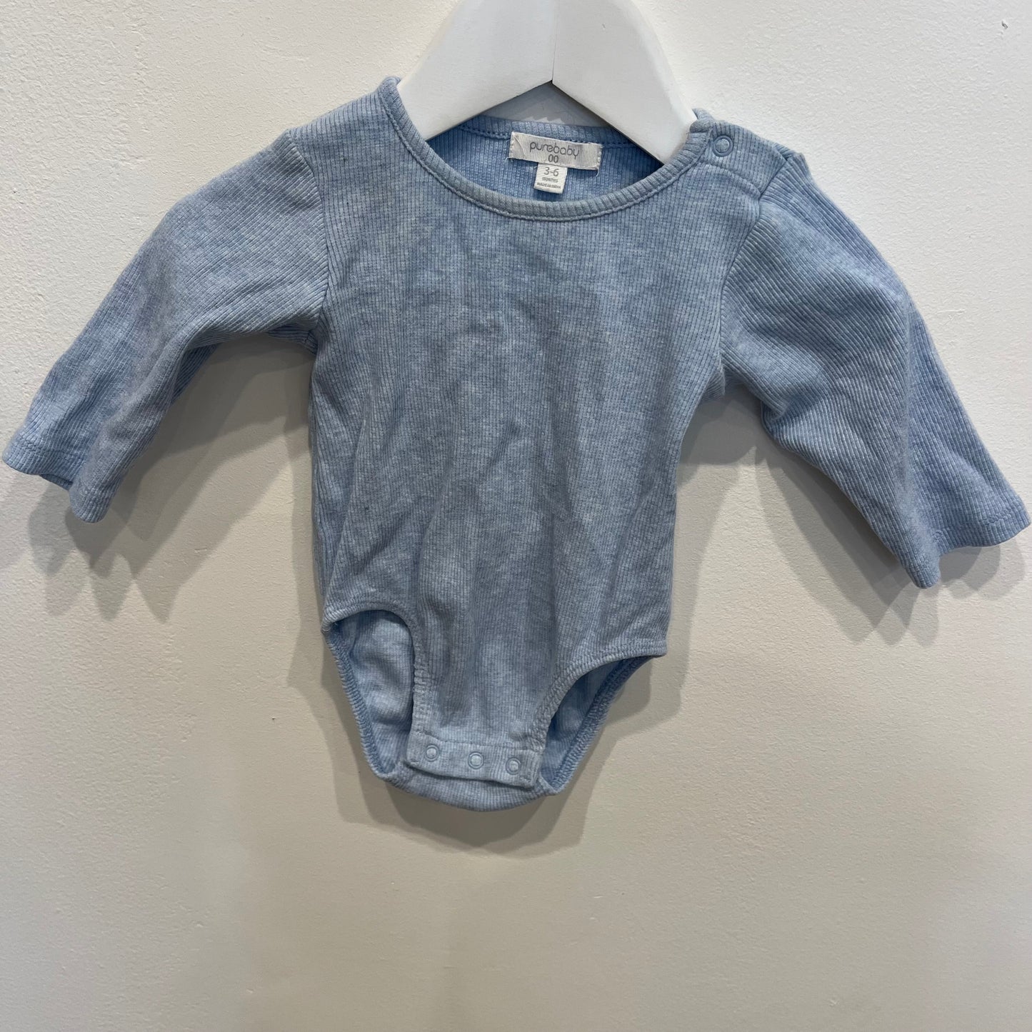 Purebaby romper blue, size 3-6m