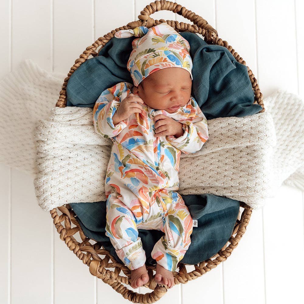 Summer Palm Organic Snugglesuit Convertible Romper