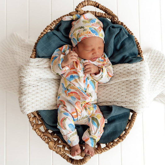 Summer Palm Organic Snugglesuit Convertible Romper