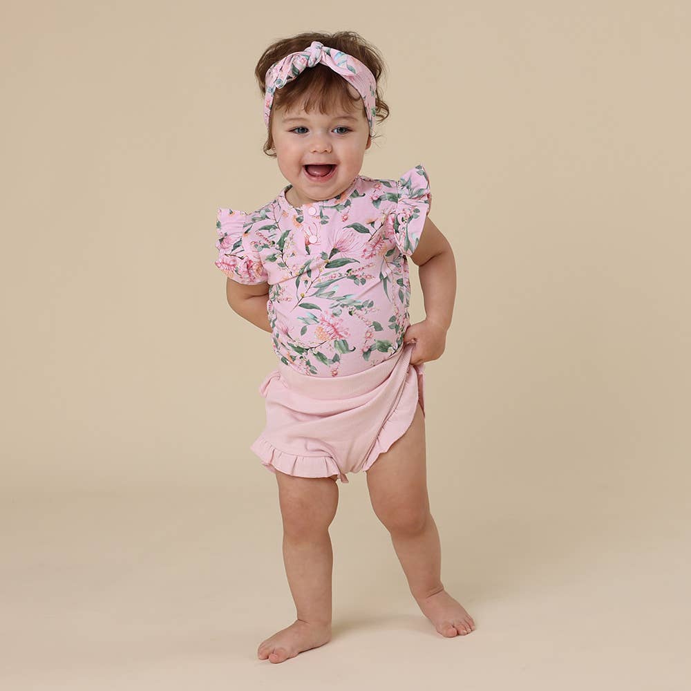 Pink Wattle Short Sleeve Organic Bodysuit