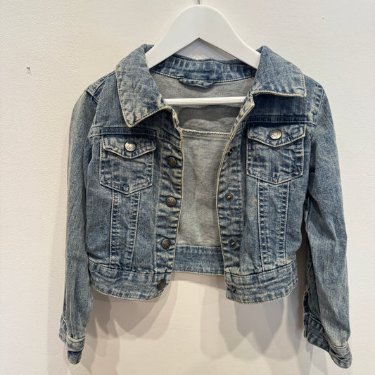 Denim Jacket with Flower Press Studs, 4