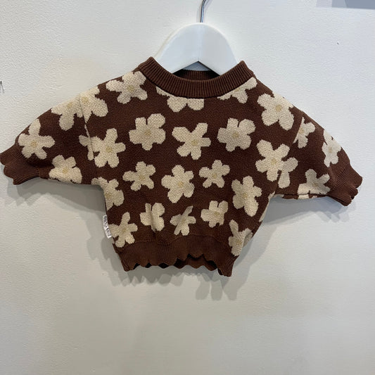 Ziggy Lou brown floral jumper, size 0-3m