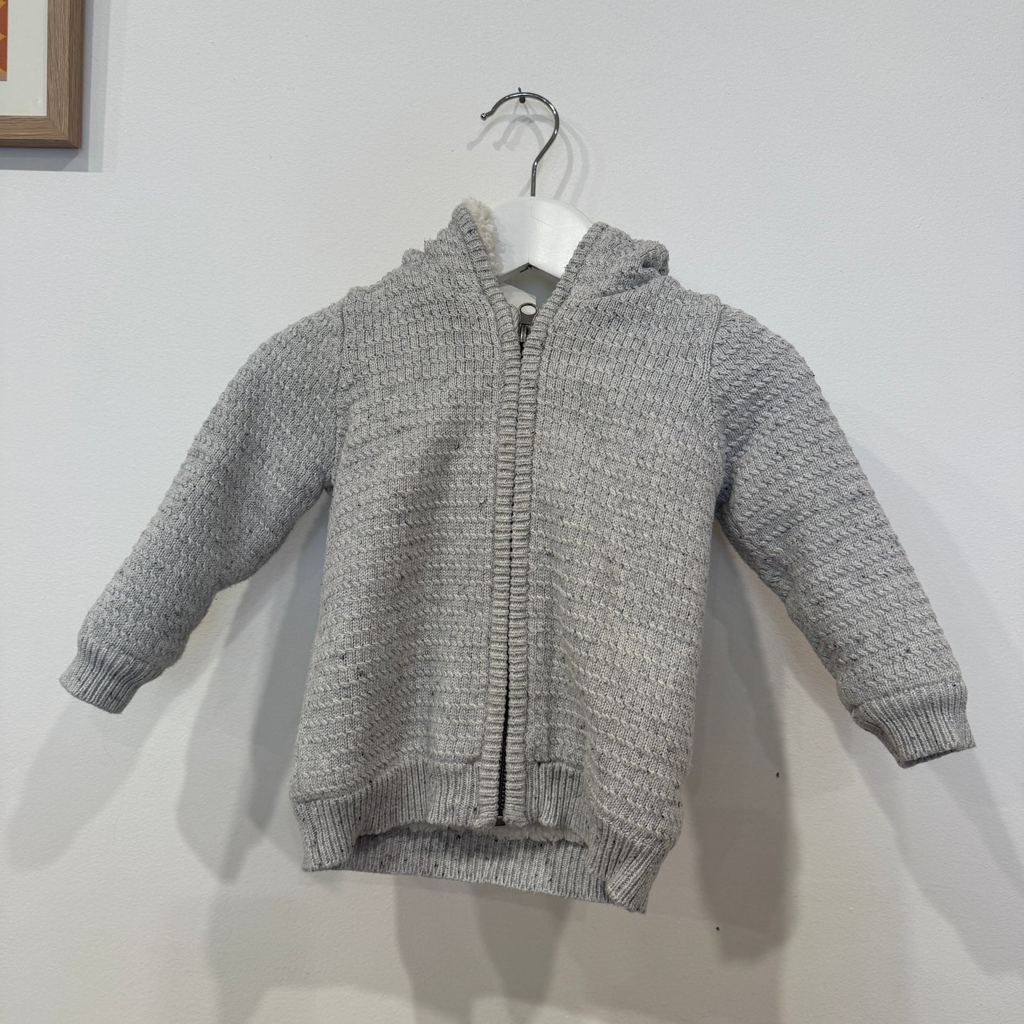 SEED Grey knit zip jumper, 6-12m
