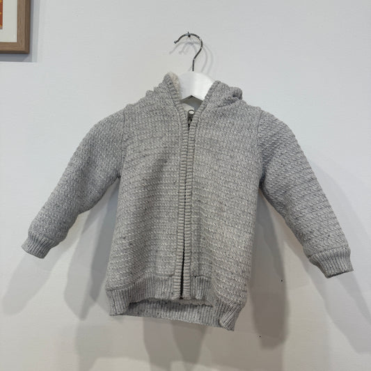 SEED Grey knit zip jumper, 6-12m
