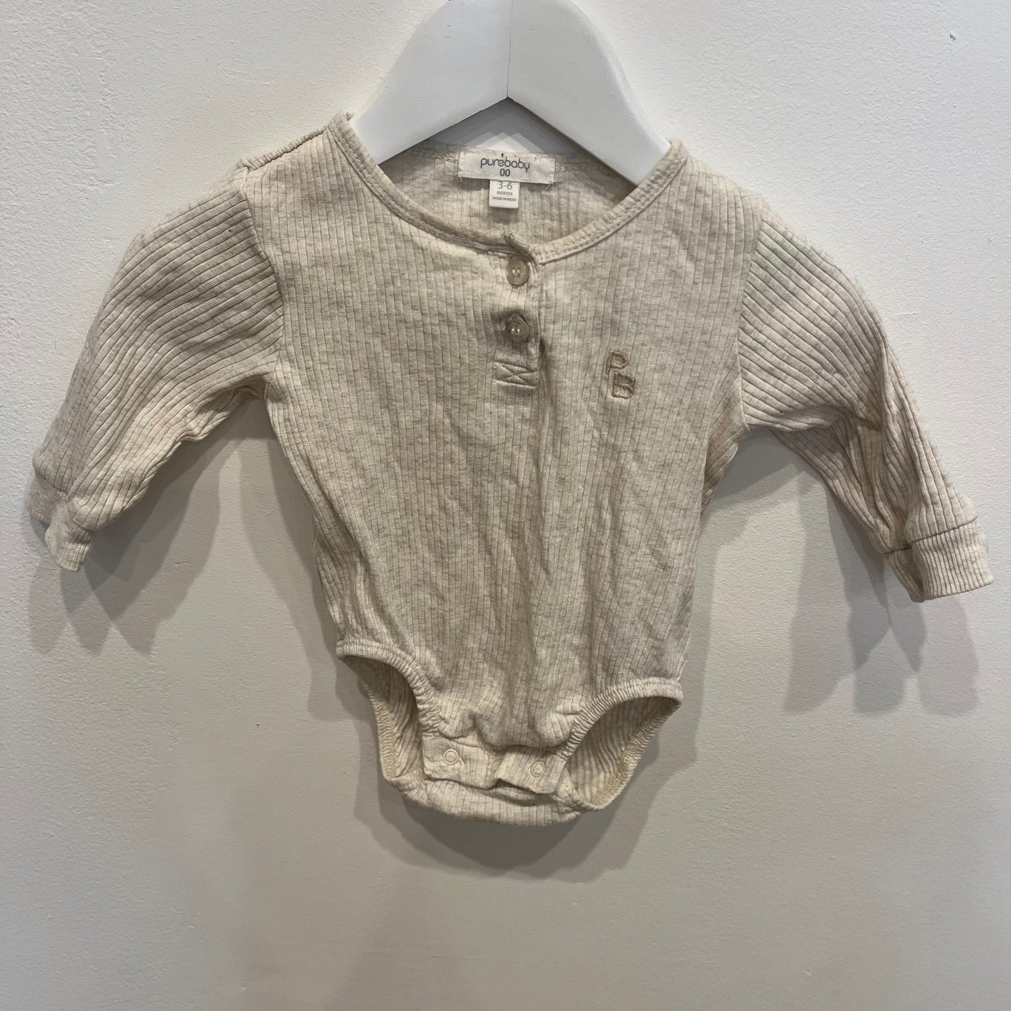 Purebaby romper cream, size 3-6m