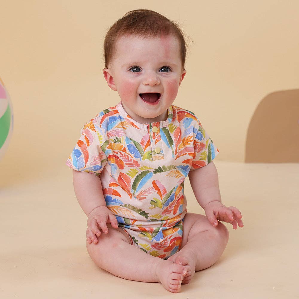 Summer Palm Short Sleeve Organic Bodysuit
