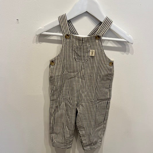 PUREBABY Striped Linen Overalls, size 3-6m