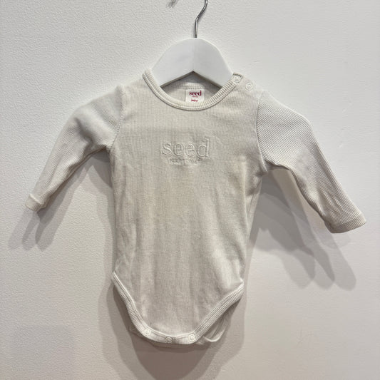SEED White Ribbed Bodysuit, 0-3m