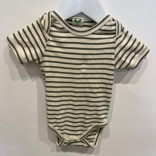 Nature Baby green stripe romper, size 0-3m